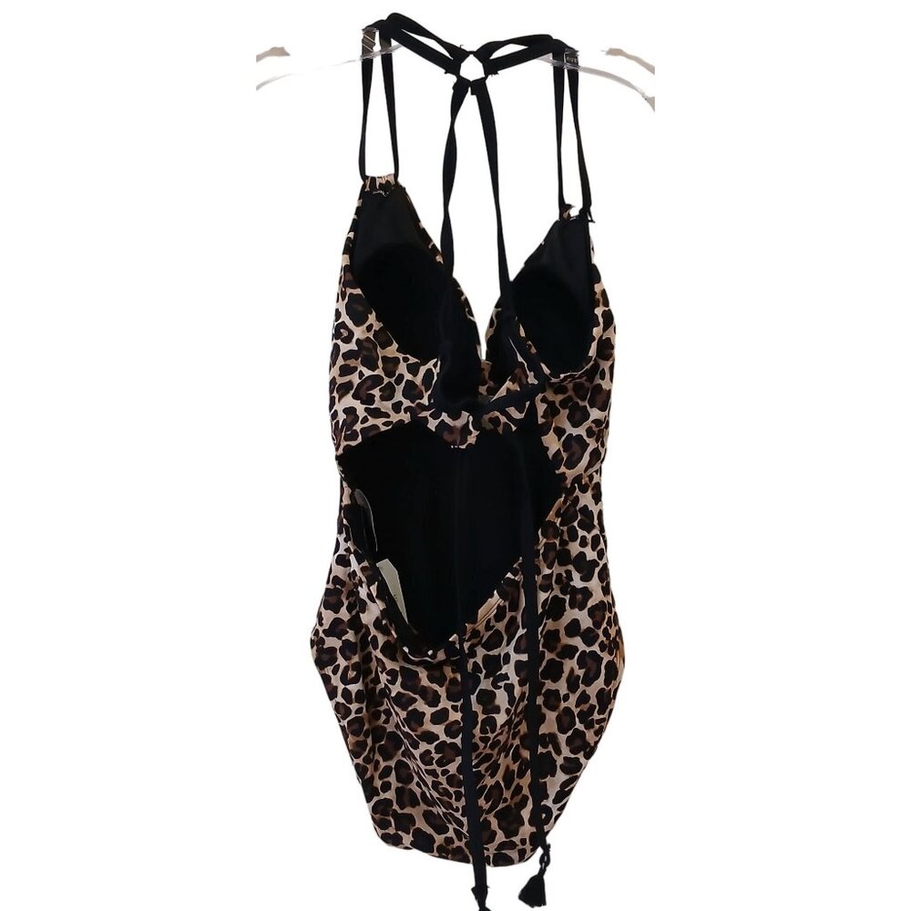 Time & Tru Leopard Print One-Piece Swimsuit Womens L/G (12-14) Beach  NWT #D-32 - Picture 2 of 9